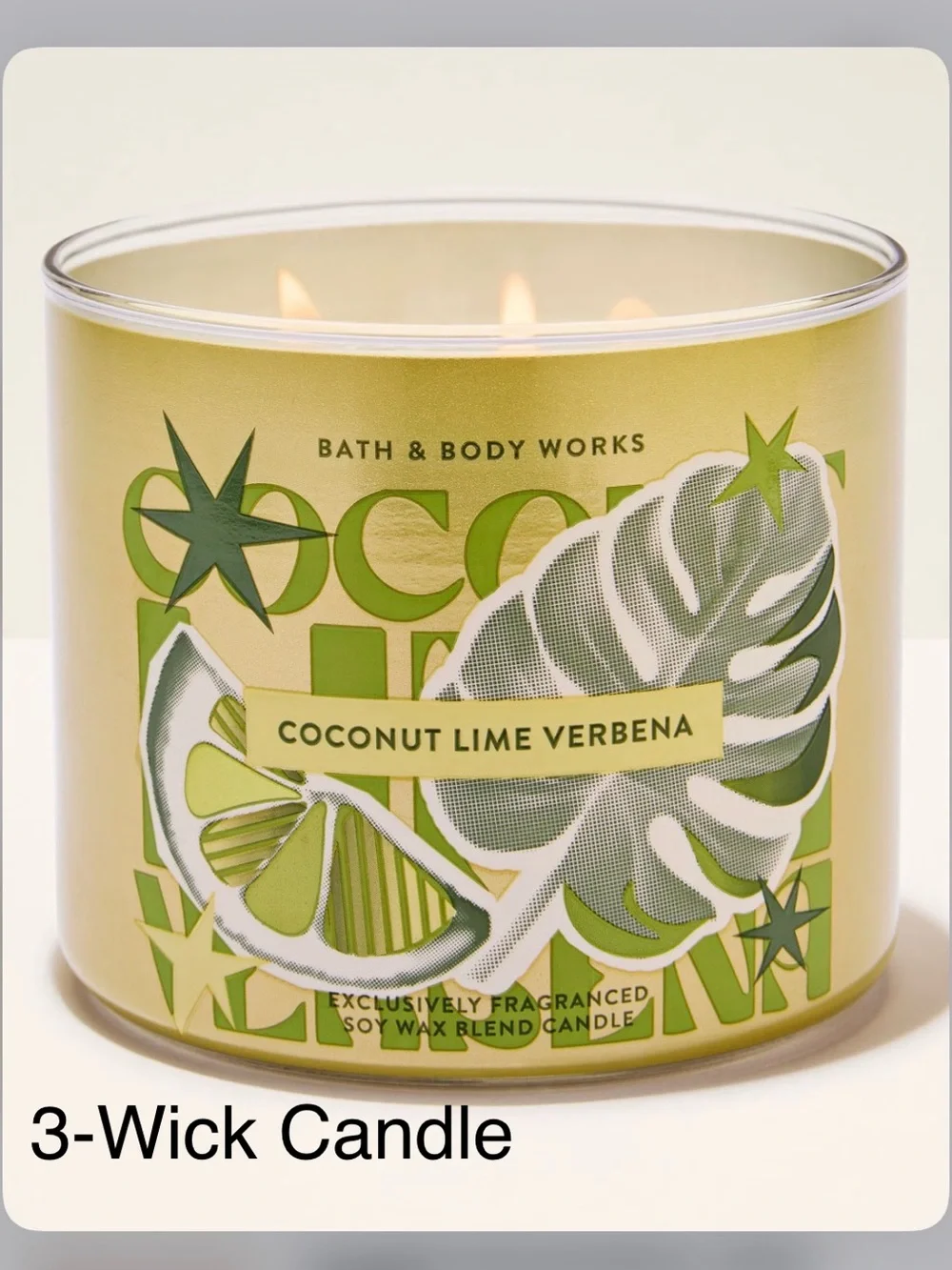 NEW! Bath & Body Works Coconut Lime Verbena 3-Wick Candle w Decorative Metal Lid